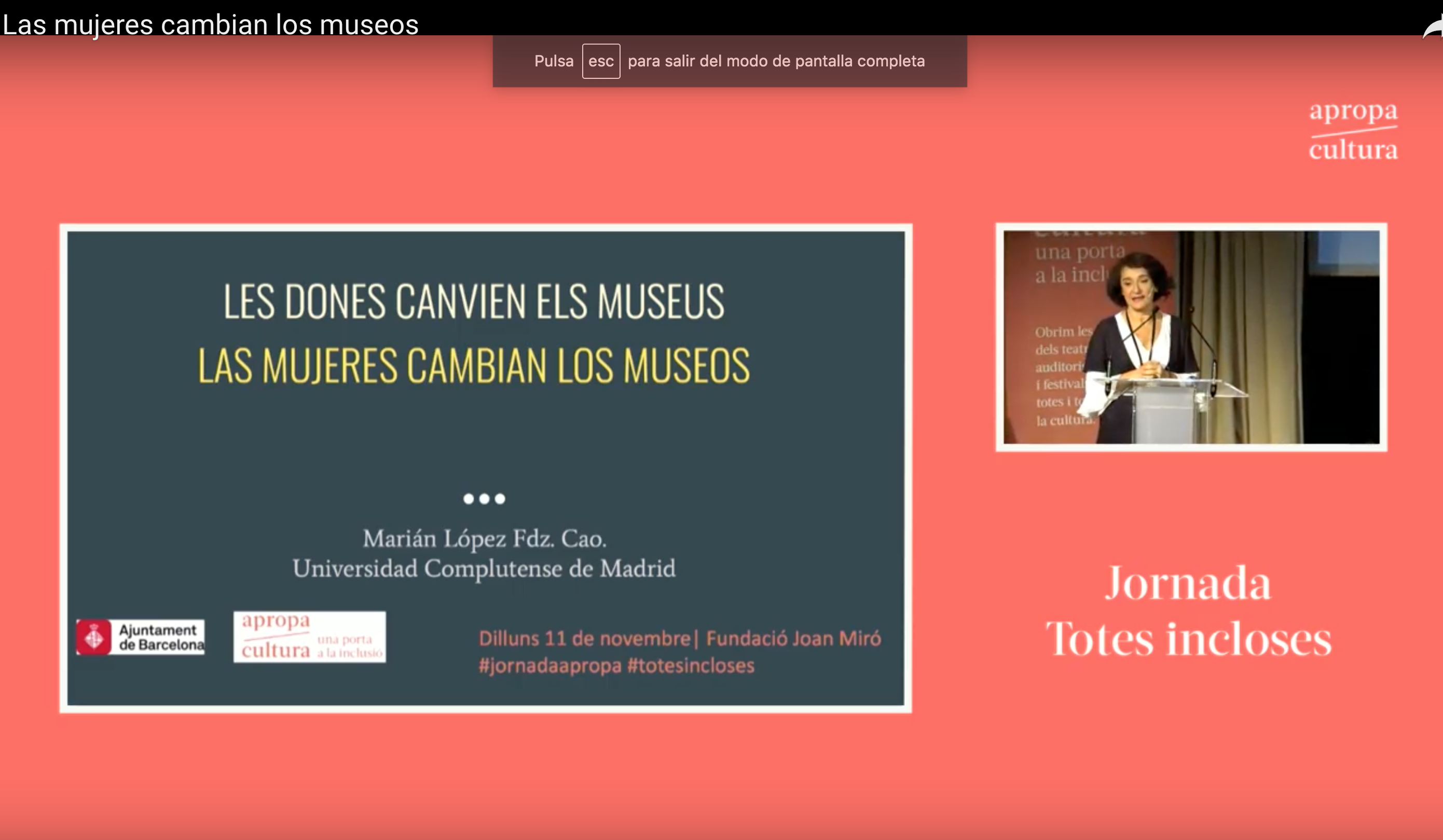 Presentación del proyecto "Las mujeres cambian los museos", en Apropa Cultura, Fundación Miró, Barcelona